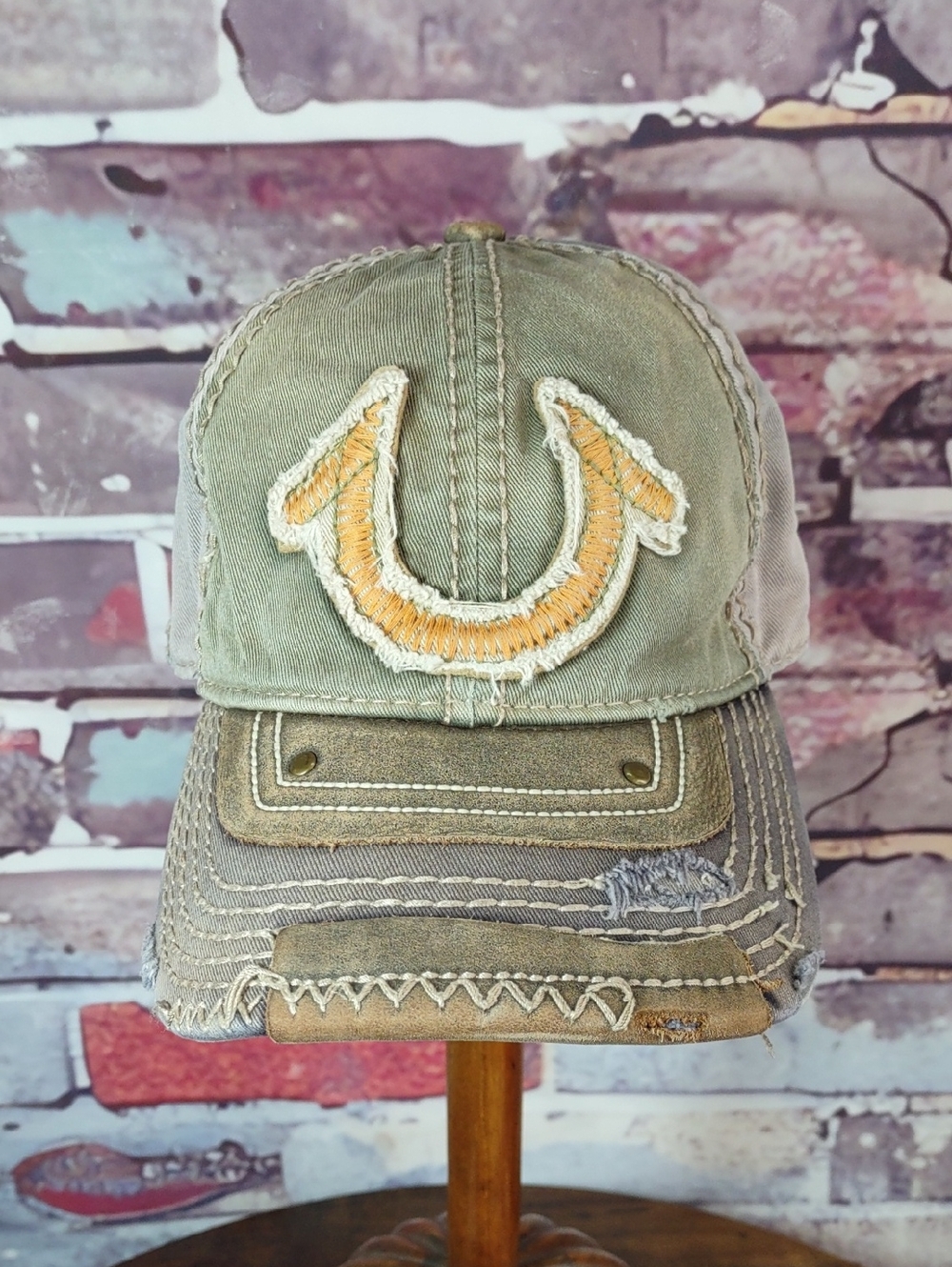 True Religion Vintage Distressed "Horseshoe" Baseball Cap